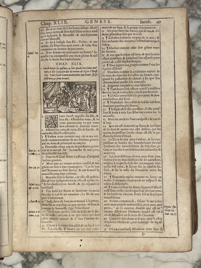 "La Saincte Bible" Lyon 1609 par Thibaud Ancelin, imprimeur du Roy - Manques ,…