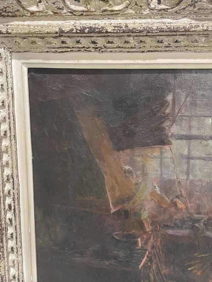 Attribué à Elemer VAGH WEINMANN - Intérieur d'une forge - Toile, signée en bas…