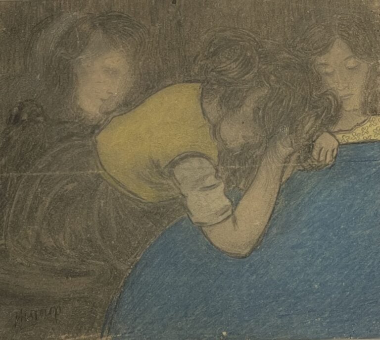 Attribué à yan TOOROP - Trois femmes - Pastel et crayon, porte une signature en…