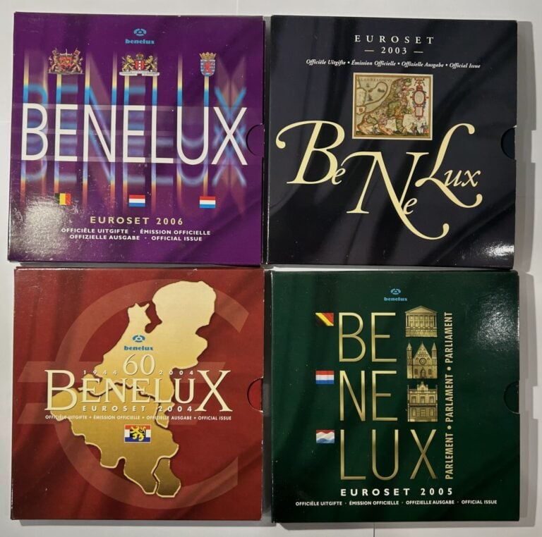 BENELUX - Euros - Lot de quatre coffrets BU Benelux 2003, 2004, 2005 et 2006 -…