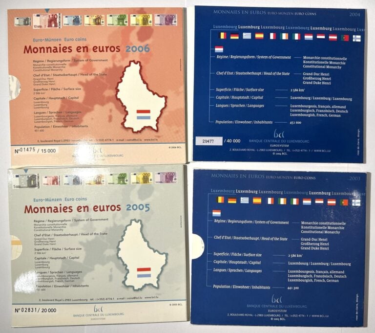BENELUX - Euros - Lot de quatre coffrets BU Luxembourg comprenant les années 20…