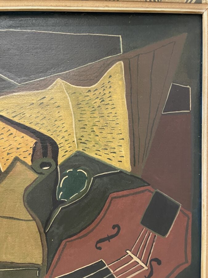 Dans le gout de Juan GRIS (1887-1927) - Composition cubisante au violon et à la…
