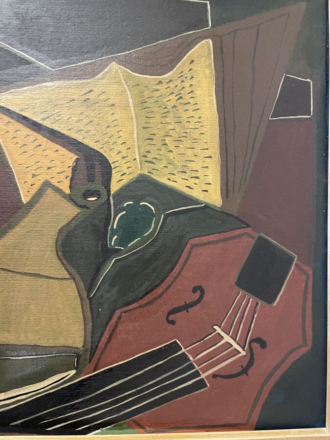 Dans le gout de Juan GRIS (1887-1927) - Composition cubisante au violon et à la…