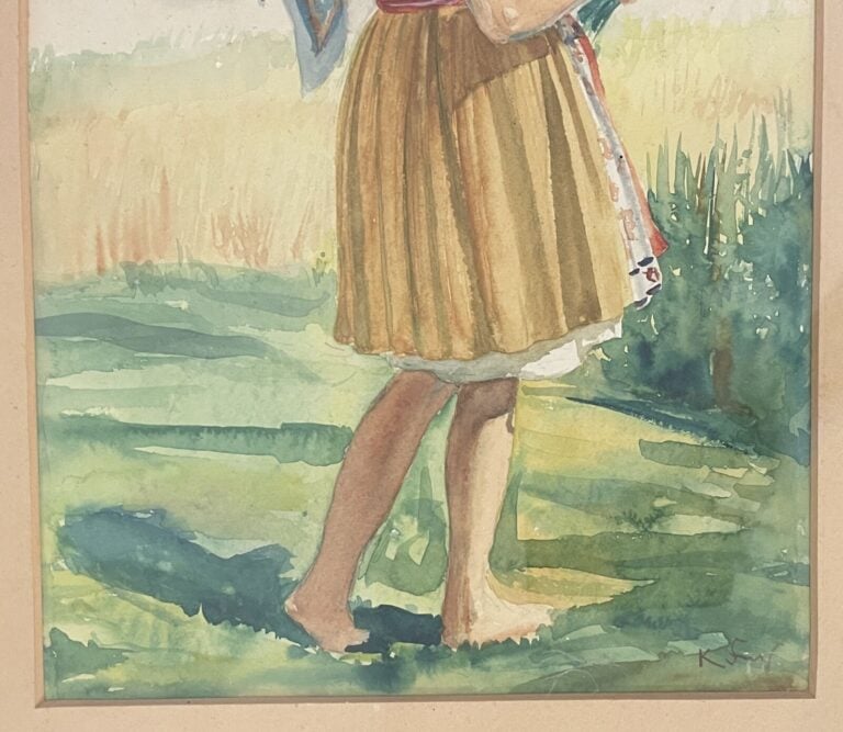 ECOLE du XXème siècle de l'Europe de l'Est - Fille dans une robe traditionnelle…