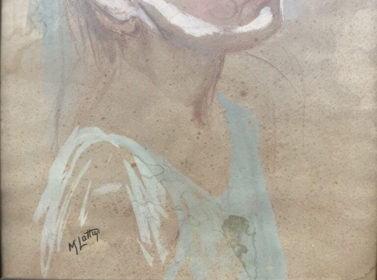 ECOLE DU XXème siècle - Portrait d'une fille, - Sanguine, crayons de couleur et…