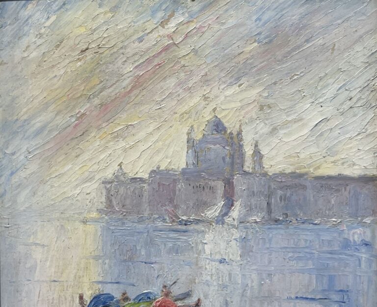 ECOLE du XXème siècle - Vue de Venise - Huile sur toile, signée en bas à droite…
