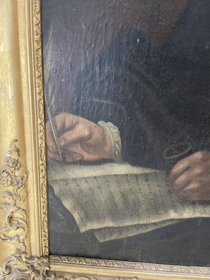 ECOLE FRANCAISE XIXème - Portrait d'écrivain en buste vu de face - Huile sur to…