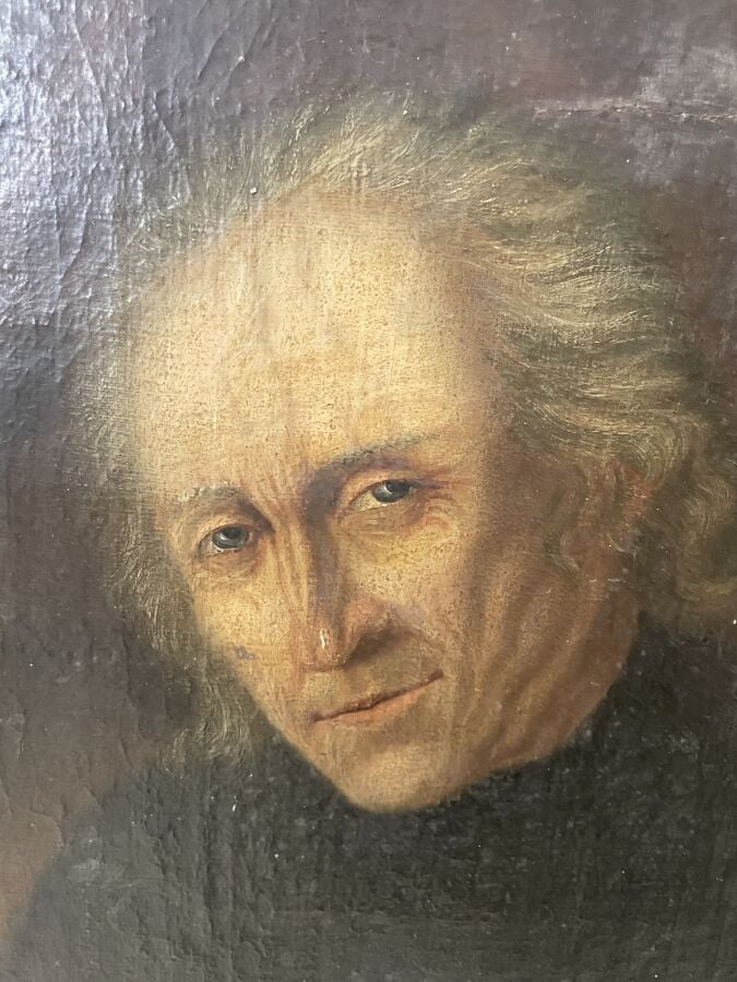ECOLE FRANCAISE XIXème - Portrait d'écrivain en buste vu de face - Huile sur to…
