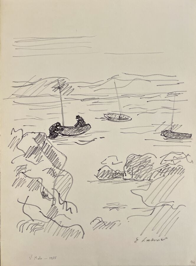Émile LAHNER (1893-1980) - Marines - Ensemble de douze œuvres originales sur pa…