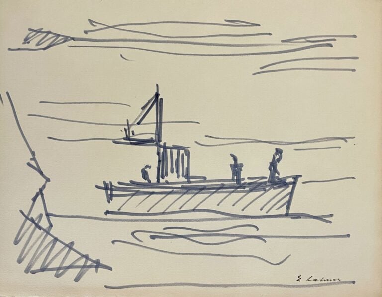 Émile LAHNER (1893-1980) - Marines - Ensemble de douze œuvres originales sur pa…
