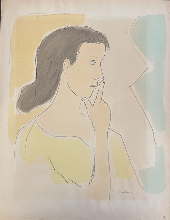 Émile LAHNER (1893-1980) - Portraits de femmes - Deux aquarelles sur papier, do…