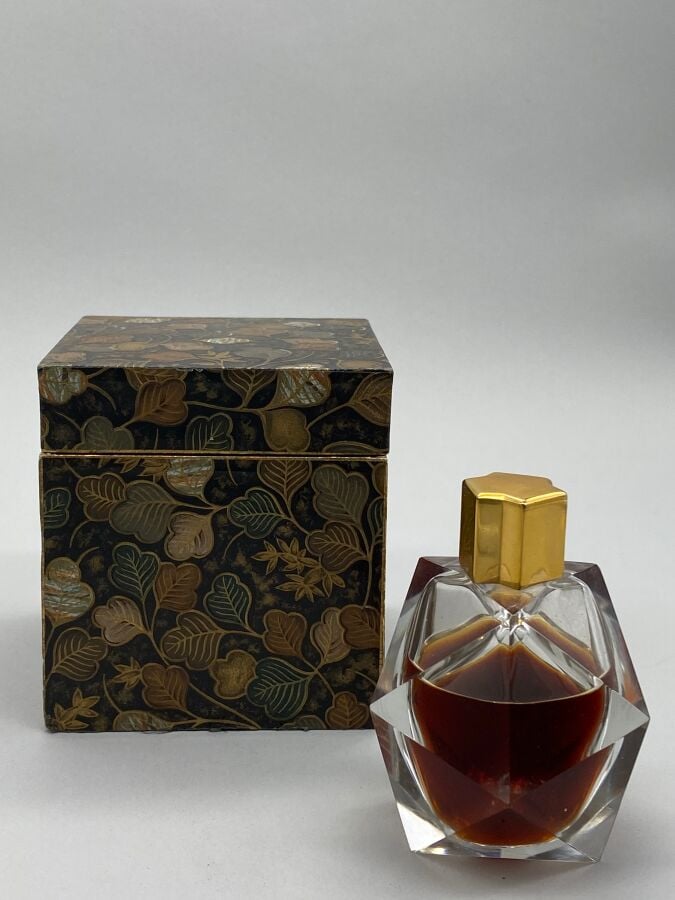 essence rare d'Houbigan dans son coffret, flacon en baccarat avec couvre-boucho…