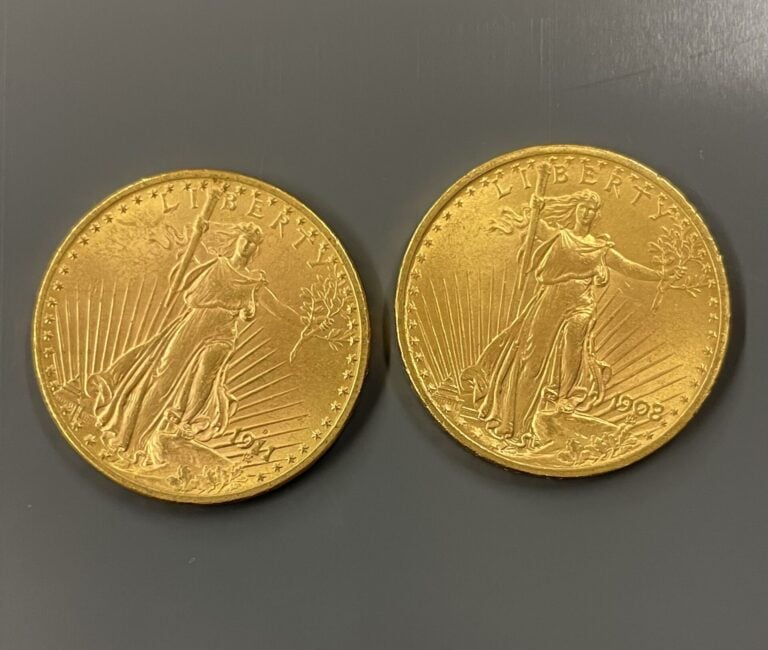 ETATS UNIS - Deux pièces de 20 dollars or, Liberty 1908 et 1911 - Poids total :…