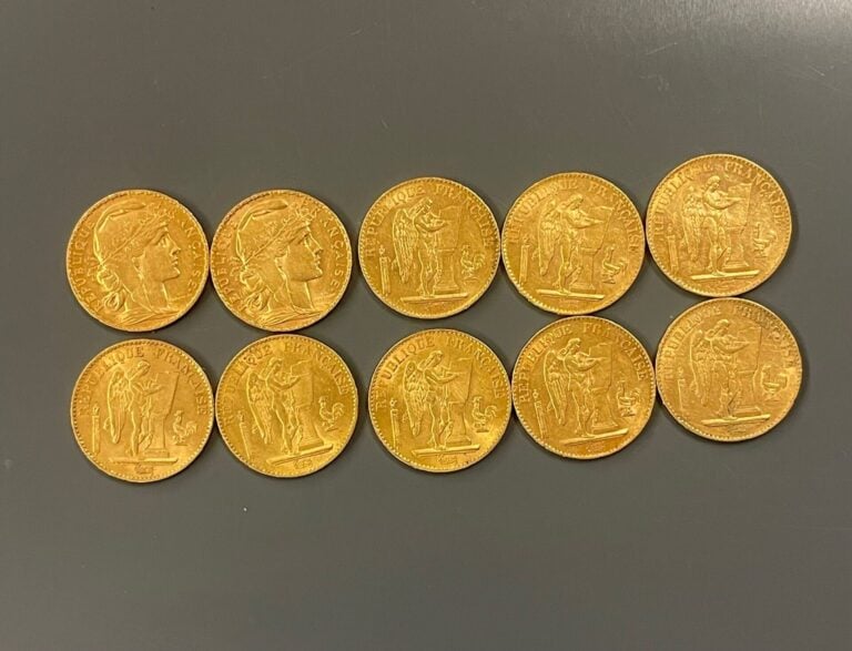 FRANCE - 10 pièces de 20 francs or, IIIe République - Poids total : 64.2 g - (p…