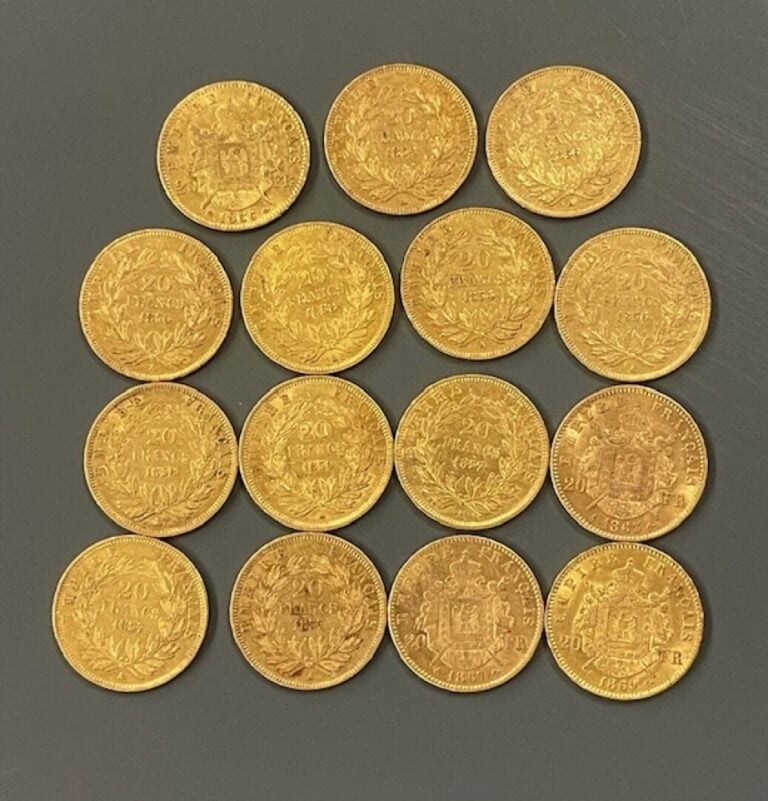 FRANCE - 15 pièces de 20 francs or, Napoléon III - Poids total : 96.2 g - (peti…