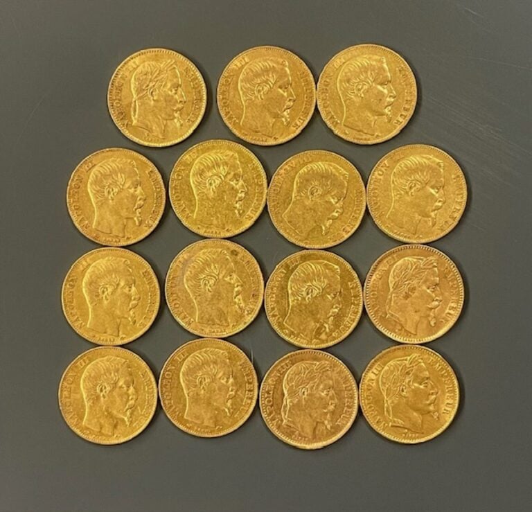 FRANCE - 15 pièces de 20 francs or, Napoléon III - Poids total : 96.2 g - (peti…