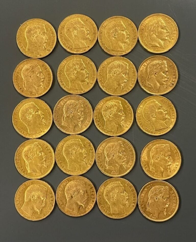FRANCE - 20 pièces de 20 francs or, Napoléon III - Poids total : 128.2 g - (pet…