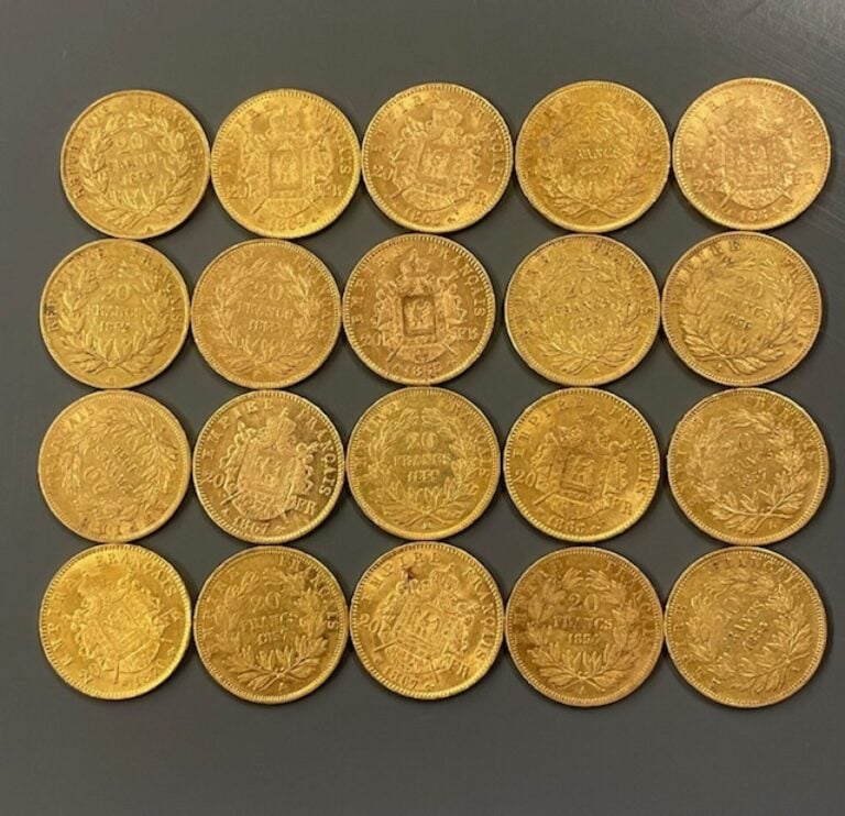 FRANCE - 20 pièces de 20 francs or, Napoléon III - Poids total : 128.2 g - (usu…