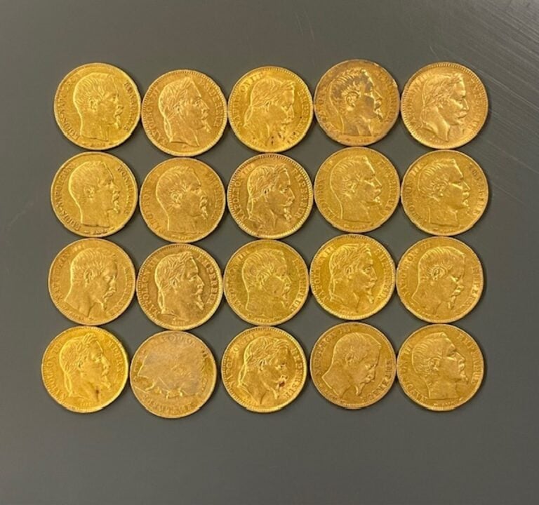 FRANCE - 20 pièces de 20 francs or, Napoléon III - Poids total : 128.2 g - (usu…