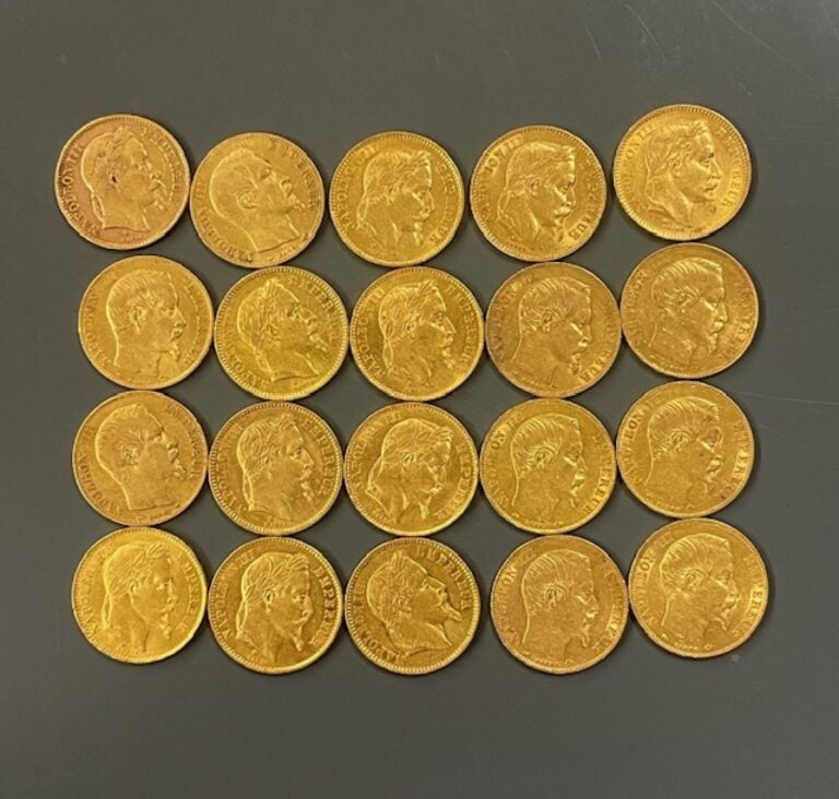 FRANCE - 20 pièces de 20 francs or, Napoléon III - Poids total : 128.3 g - (pet…
