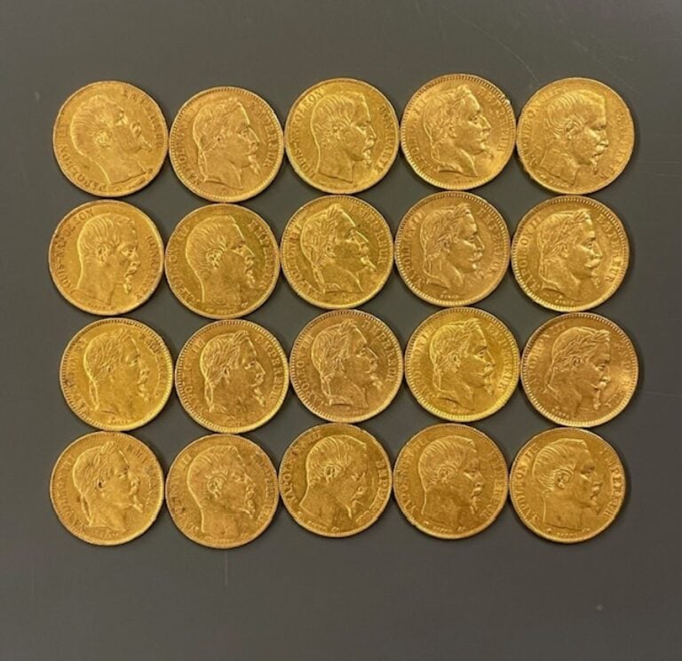 FRANCE - 20 pièces de 20 francs or, Napoléon III - Poids total : 128.3 g - (pet…