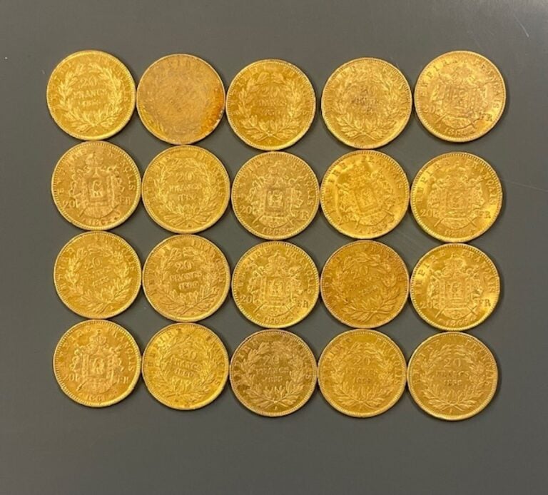 FRANCE - 20 pièces de 20 francs or, Napoléon III - Poids total : 128.3 g - (usu…
