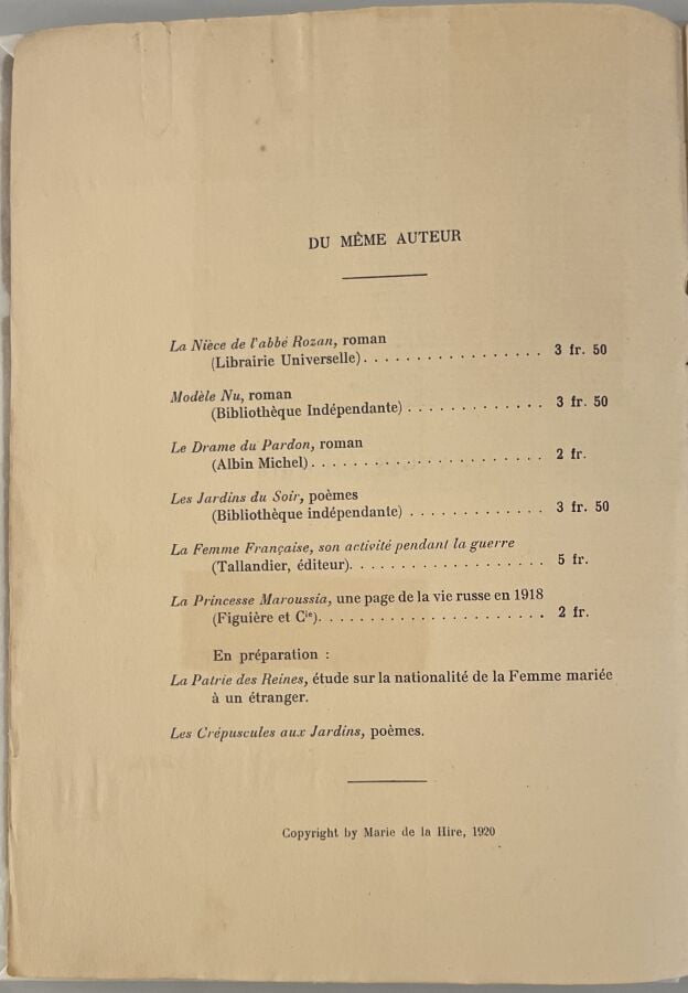 FRANCIS PICABIA - Marie de la Hire Galerie La Cible, Paris, 1920, in-4, broché,…