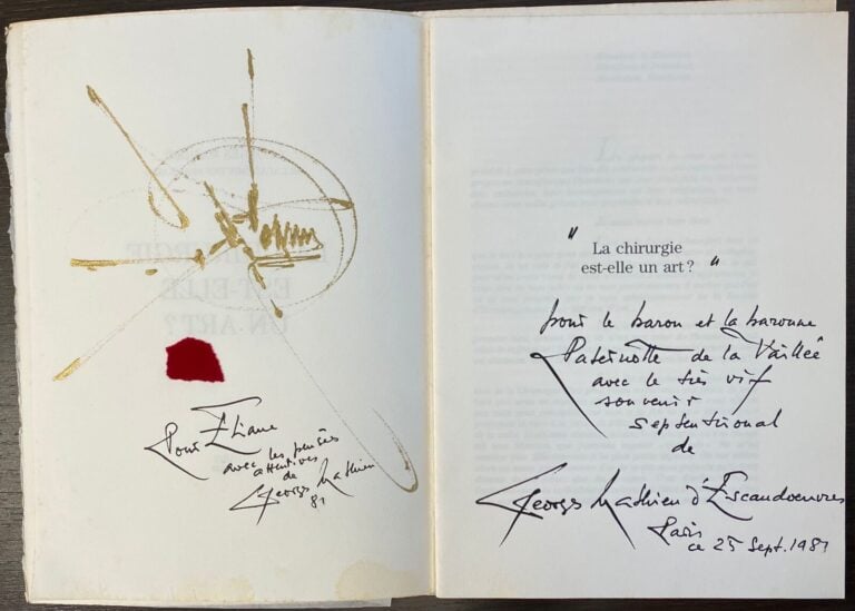 Georges MATHIEU - La chirurgie est-elle un art ? » s. e., Paris, 1980, in 4, ti…