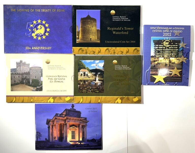 Irlande - Euros - Lot de six coffrets BU Irlande comprenant les années 2002, 20…