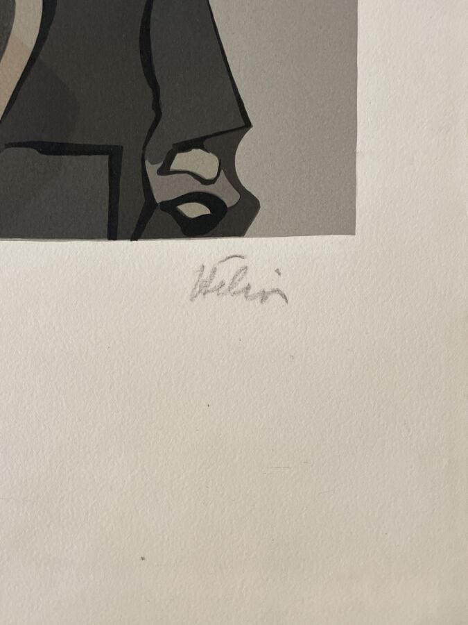 Jean HÉLION (1904-1987) - L'Homme au chapeau melon, 1970 - - Lithographie en co…