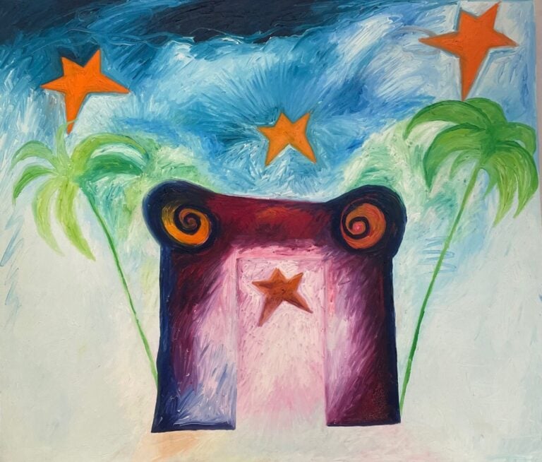 LANNEAU Patrick (né en 1951) - Sans titre, Portique bleu et étoiles orange, 198…