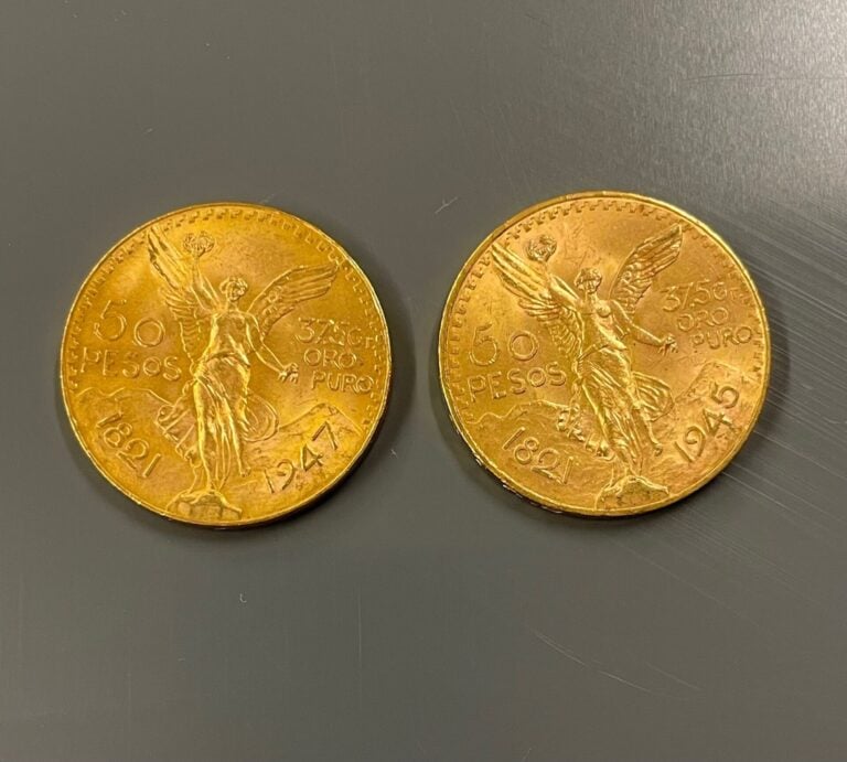 MEXIQUE - Deux pièces de 50 pesos or - Poids total : 83 g