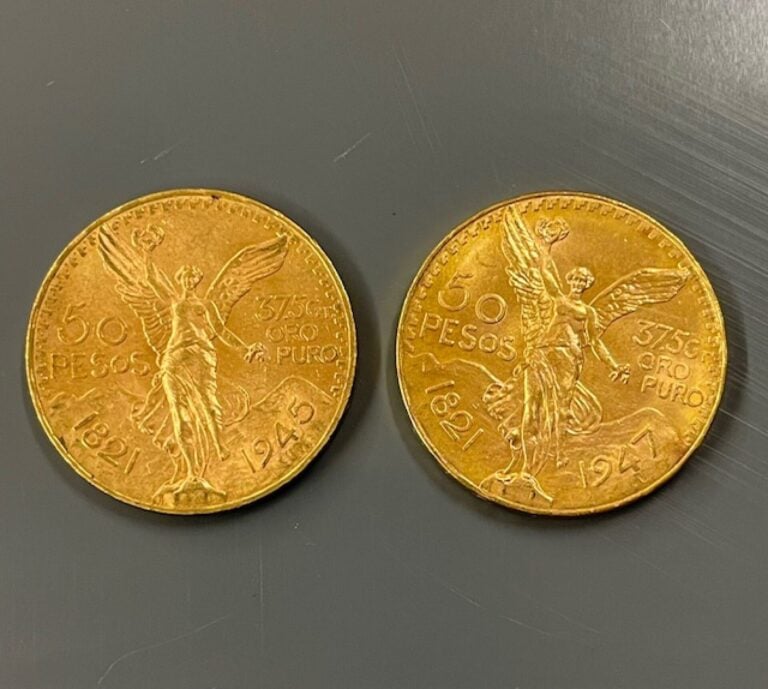 MEXIQUE - Deux pièces de 50 pesos or - Poids total : 83 g