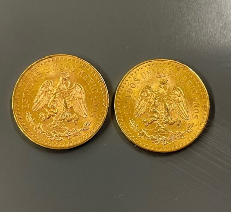 MEXIQUE - Deux pièces de 50 pesos or - Poids total : 83 g