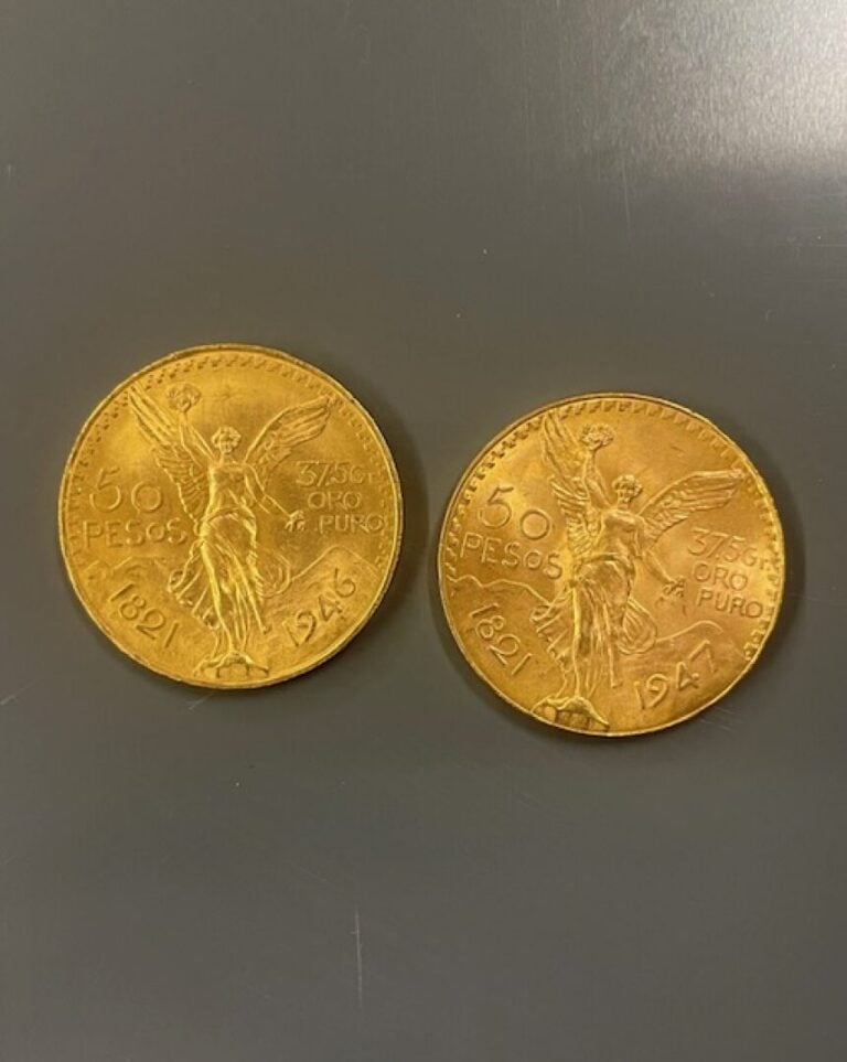 MEXIQUE - Deux pièces de 50 pesos or - Poids total : 83.1 g