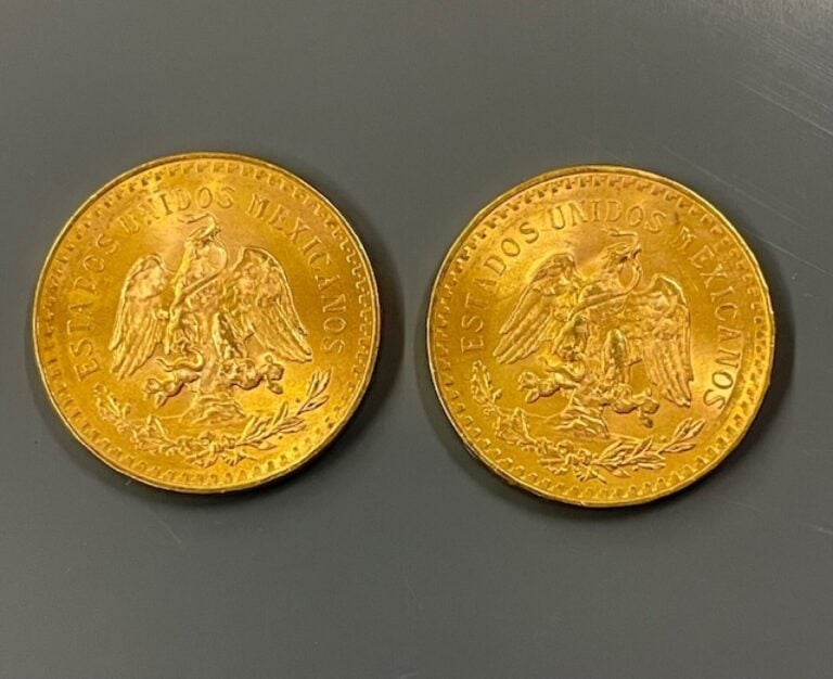 MEXIQUE - Deux pièces de 50 pesos or - Poids total : 83.1 g