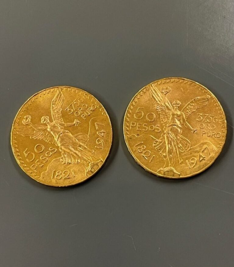 MEXIQUE - Deux pièces de 50 pesos or - Poids total : 83.1 g