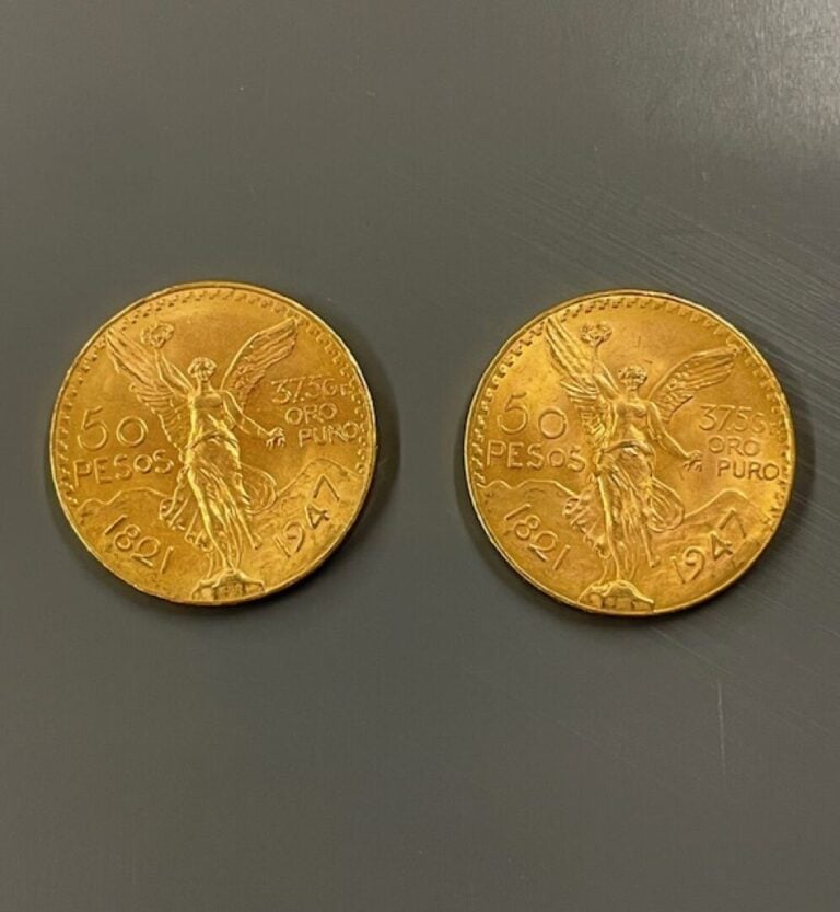 MEXIQUE - Deux pièces de 50 pesos or - Poids total : 83.2 g