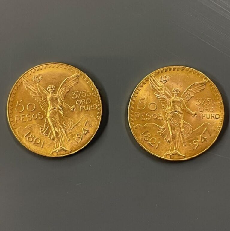 MEXIQUE - Deux pièces de 50 pesos or - Poids total : 83.3 g