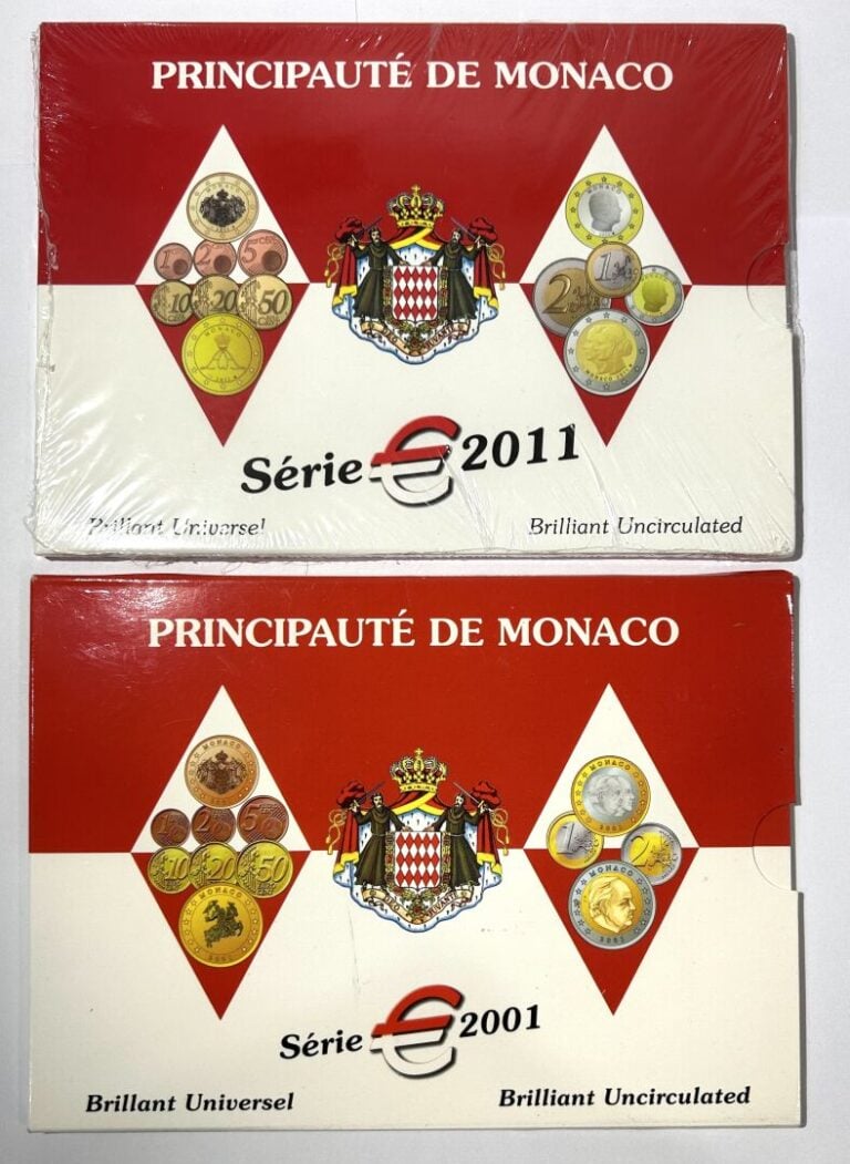 Monaco - Lot de deux coffret BU de 1 centime à 2 Euros 2001 et 2011 - Etat : BU…