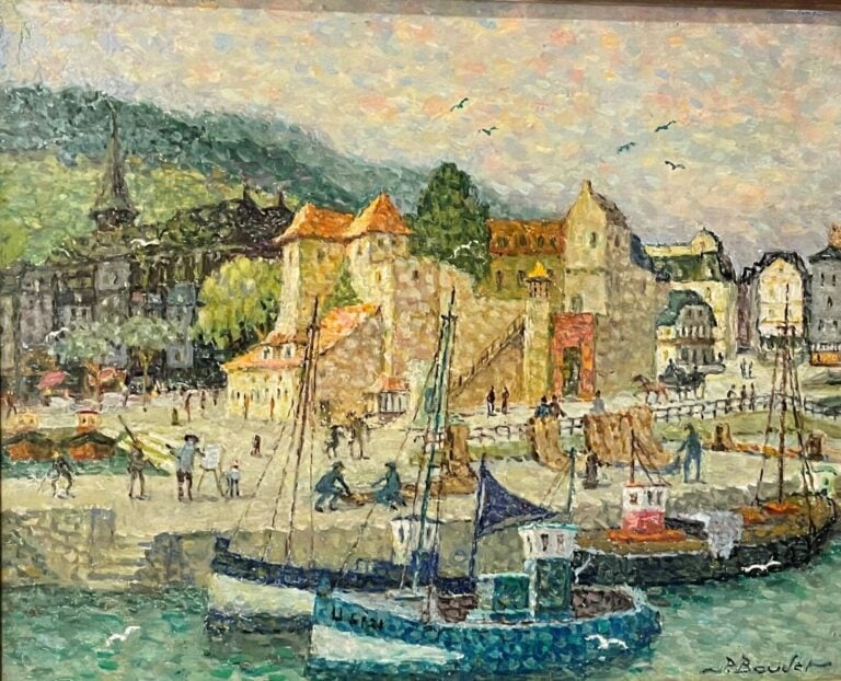 Pierre BOUDET (1915-2010) - Honfleur, la Lieutenance et les raccommodeurs de fi…