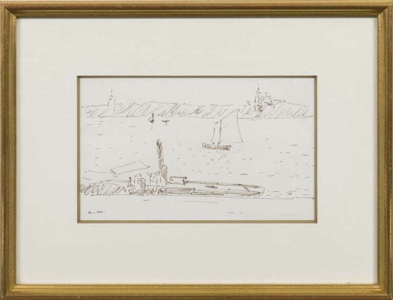 ALBERT MARQUET (1875-1947) - Paysage fluvial - Encre sur papier, monogrammée en…