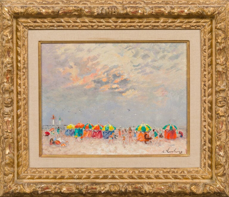 André HAMBOURG (1909-1999) - Plage - Huile sur toile, signée en bas à gauche -…
