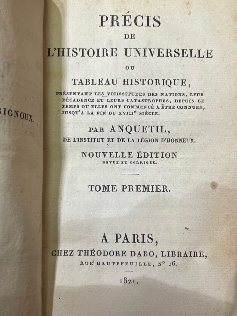 ANQUETIL : - Précis de l'Histoire universelle ou tableau historique. - Paris. C…