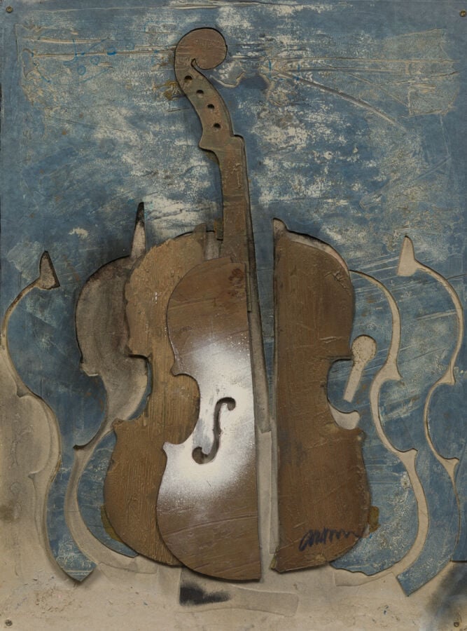 ARMAN(1928-2005) ARMAND FERNANDEZ dit - Violon découpé - Découpe et collage de…