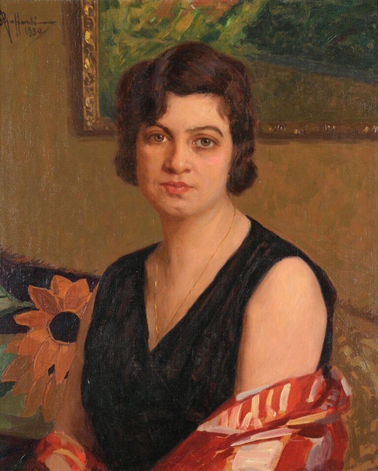 Attilio GUFFANTI (1875-1943) - Portrait de femme dans un intérieur - Huile sur…