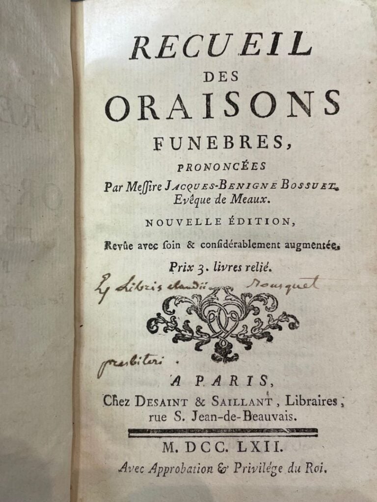 BOSSUET (Jacob Bénigne) - Recueil des oraisons funébres. Nouvelle Édition. - Pa…