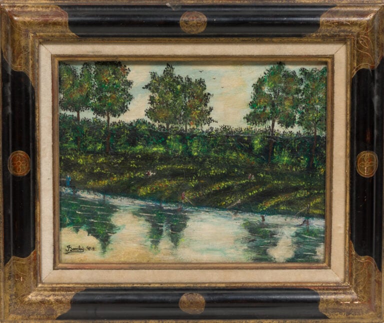 Camille BOMBOIS (1883-1970) - Paysage aux pêcheurs près d'un fleuve - Huile sur…
