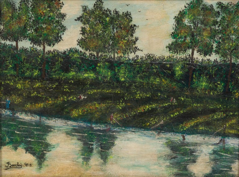 Camille BOMBOIS (1883-1970) - Paysage aux pêcheurs près d'un fleuve - Huile sur…