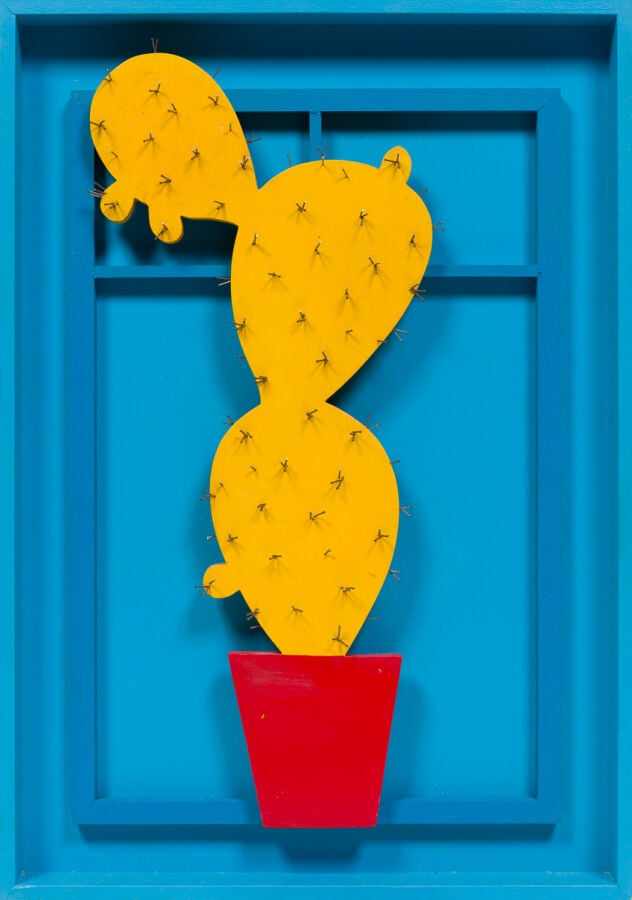 CLAUDE GILLI (1938-2015) - Cactus, 1970 - Bois peint et clous, fixé sur un supp…